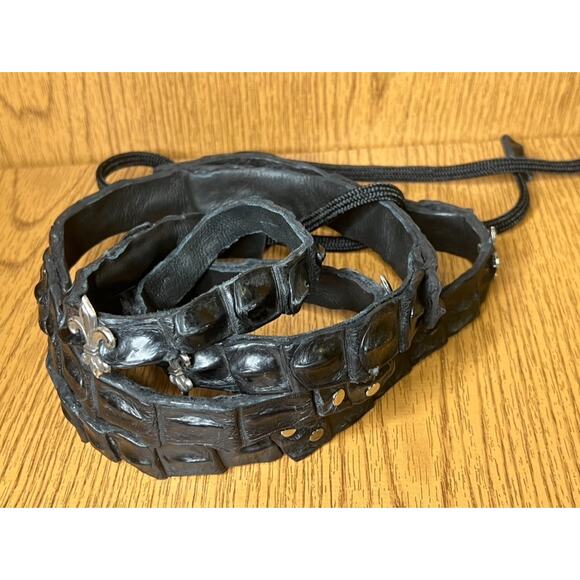 Women ALLIGATOR CROCODILE Wrap around Black Belt 74\